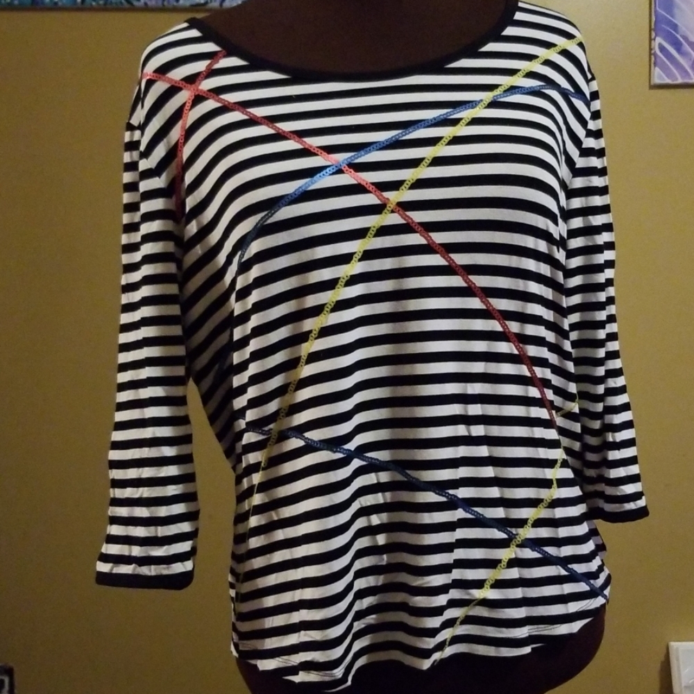 Sequined Striped Top